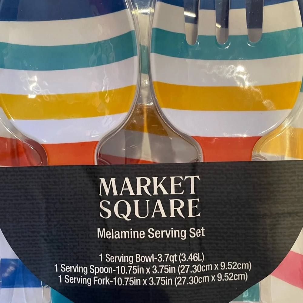 Striped Melamine Serving Set, New in Packaging Oversize Set